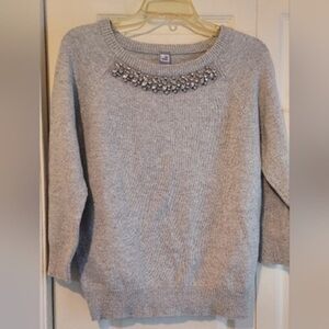 Chic Gray Women's Sweater with Embellishments